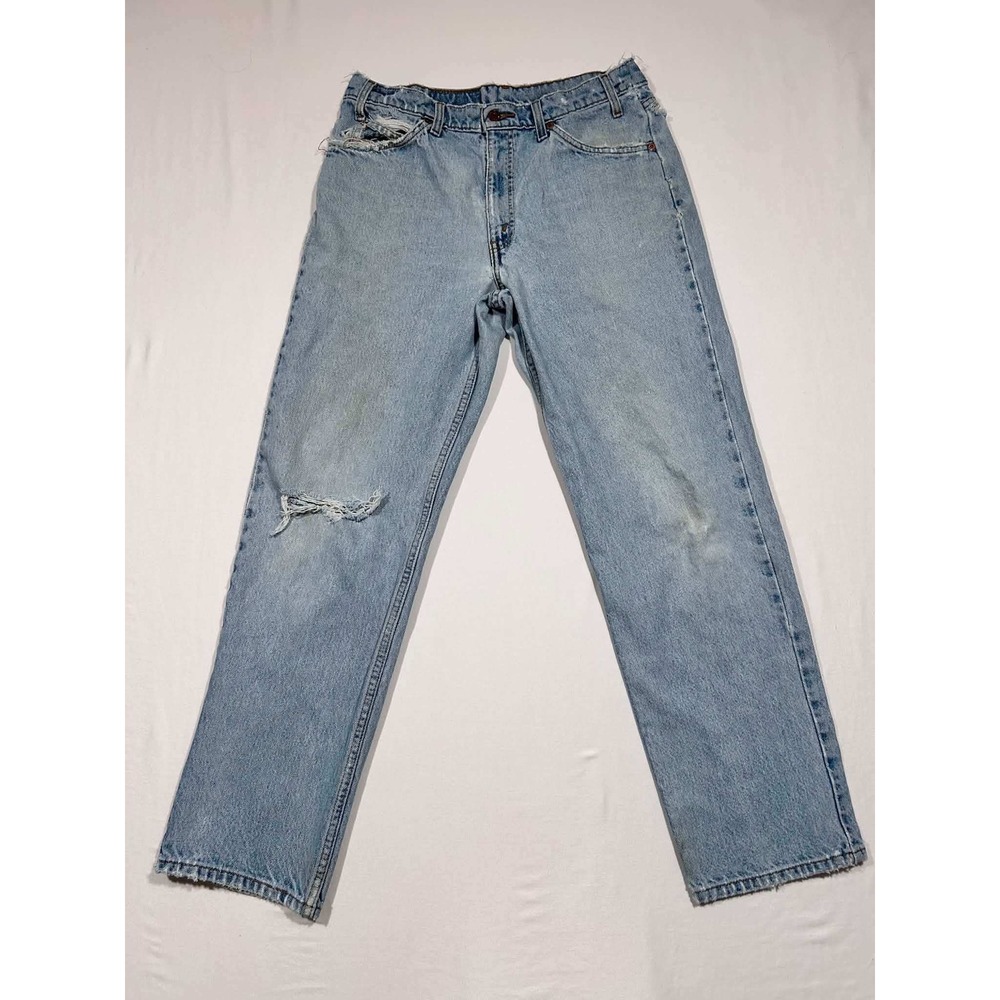Vintage Levis 550 Orange Tab Relaxed Fit Light Wash Distressed Jeans W34 L32